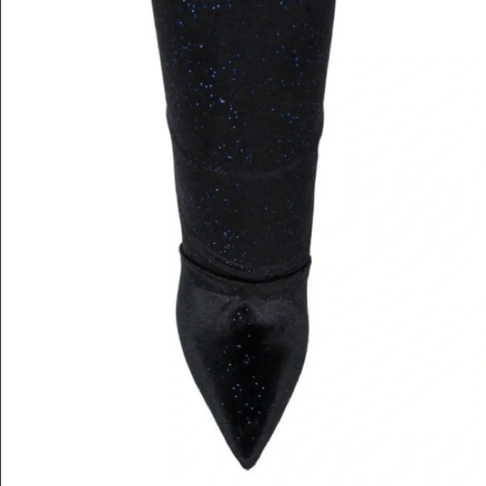 BALMAIN Amazone Thigh-High Glitter Velvet Boots